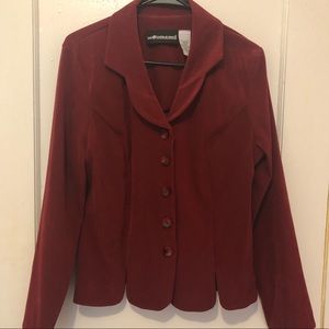 Red Suede Long Sleeve Blazer